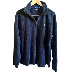 POLO Ralph Lauren Sweater Men's L Estate Rib‎ Charcoal Grey 1/4 Zip (M533)